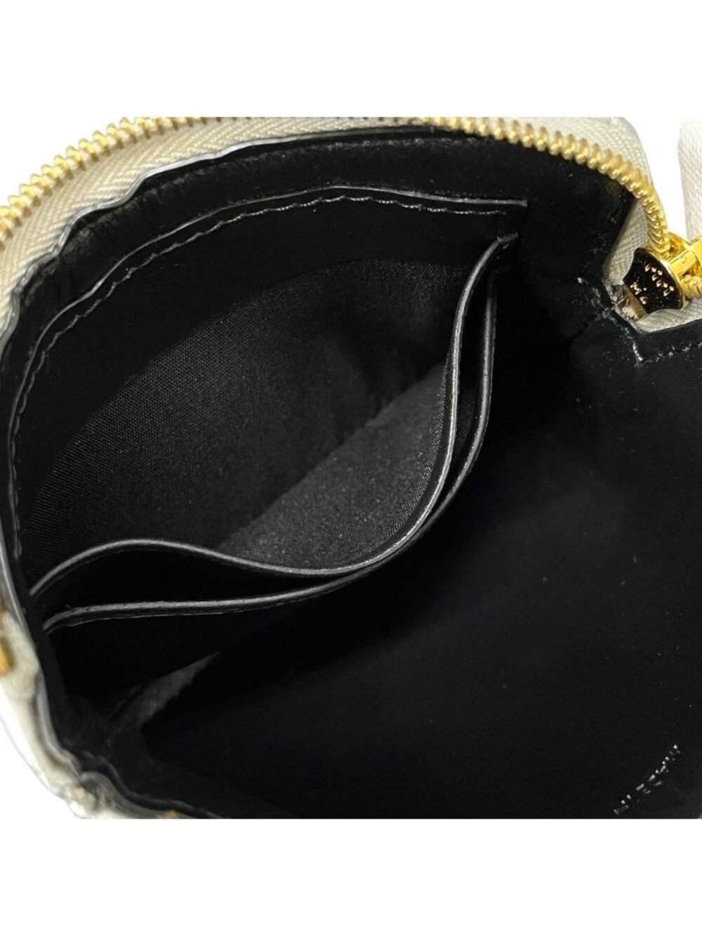 Celine C Charm Coin Purse Card Case Mini Pouch Quilted Leather Silver Simple - Picture 7 of 9